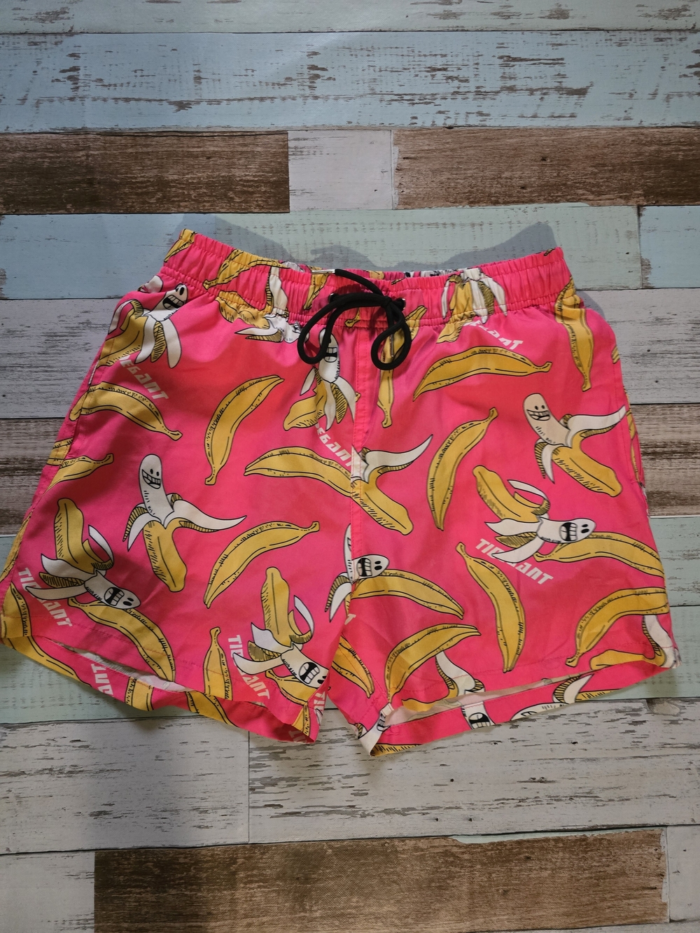 Pink Banana Print Swim Shorts